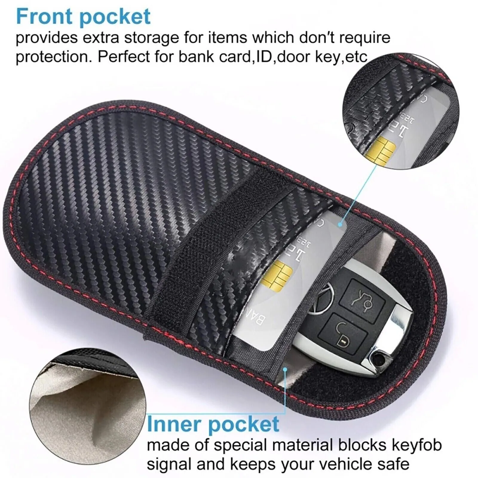 Water-Resistant RF Blocking Key Fob Faraday Pouch