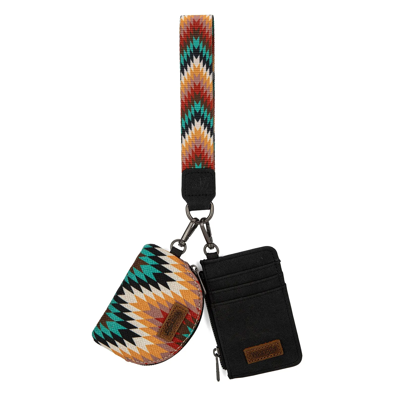 WG2211-W0051  Wrangler Southwestern Art Print Dual Pouch Wristlet -Black