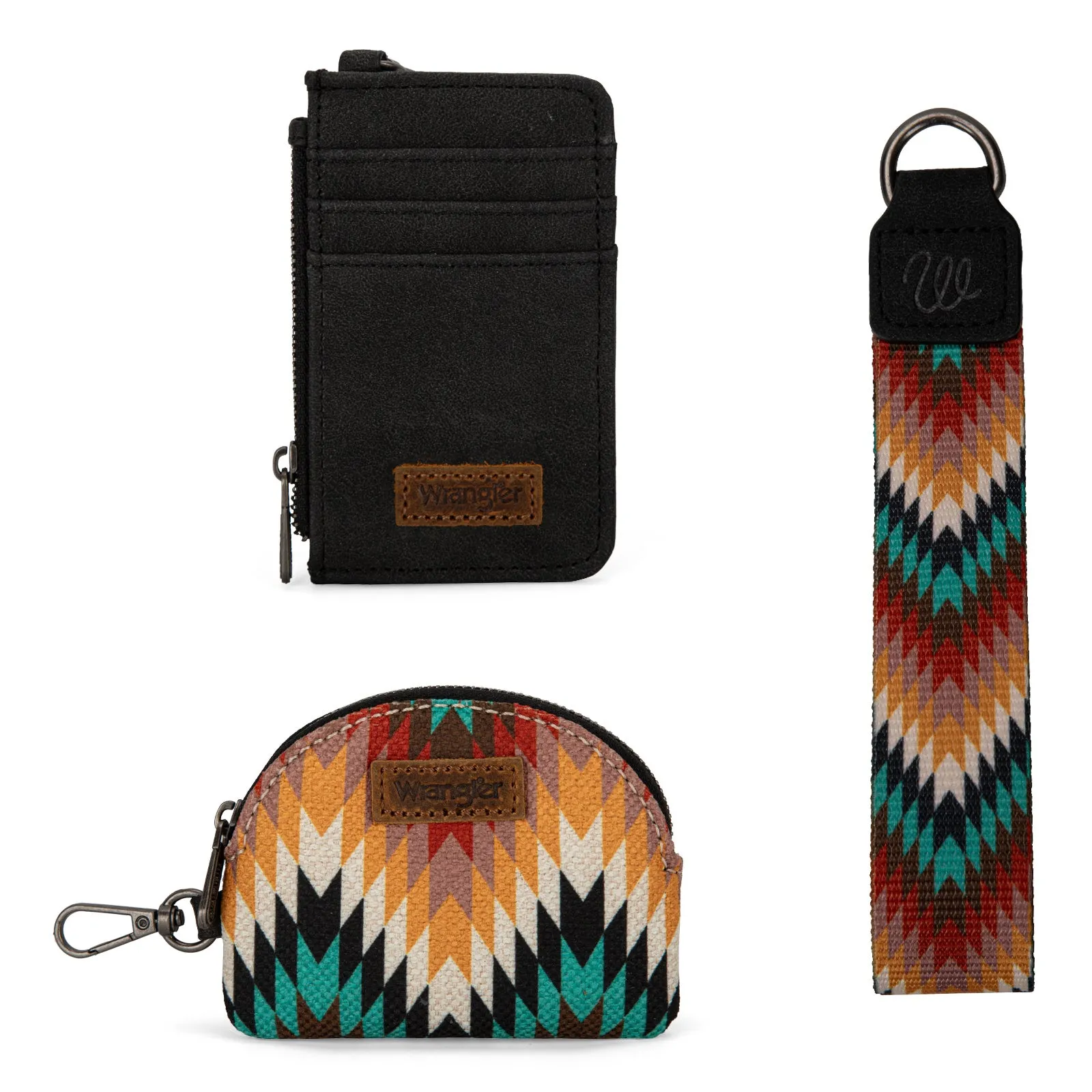 WG2211-W0051  Wrangler Southwestern Art Print Dual Pouch Wristlet -Black