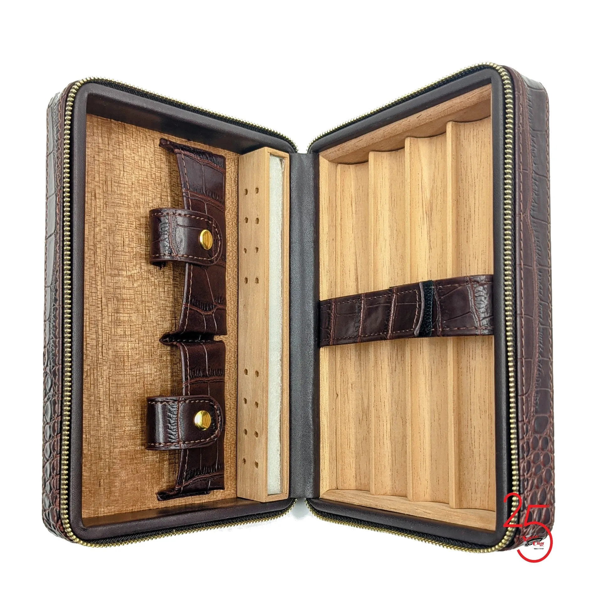 Wooden Leather 5CC Travel Humidor with Cutter. Click here to see Collection!