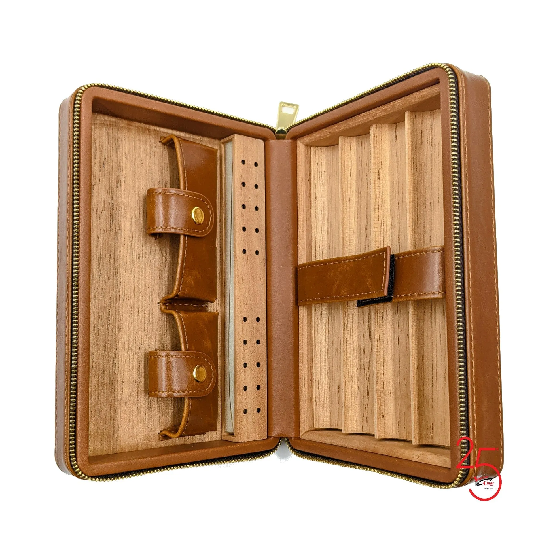 Wooden Leather 5CC Travel Humidor with Cutter. Click here to see Collection!