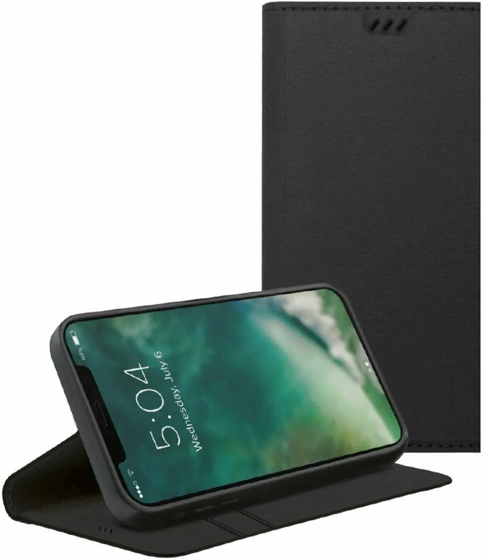 XQISIT Eco Wallet for iPhone 12/Pro 6.1" Black Case with Stand Function