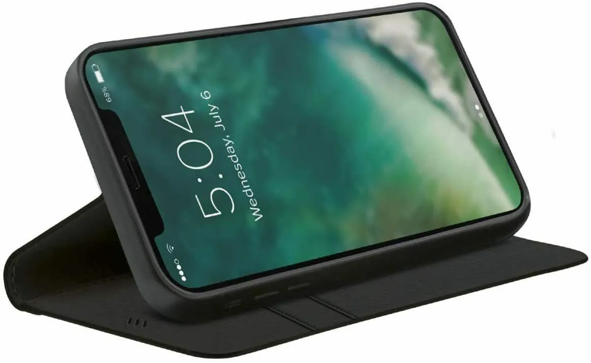 XQISIT Eco Wallet for iPhone 12/Pro 6.1" Black Case with Stand Function