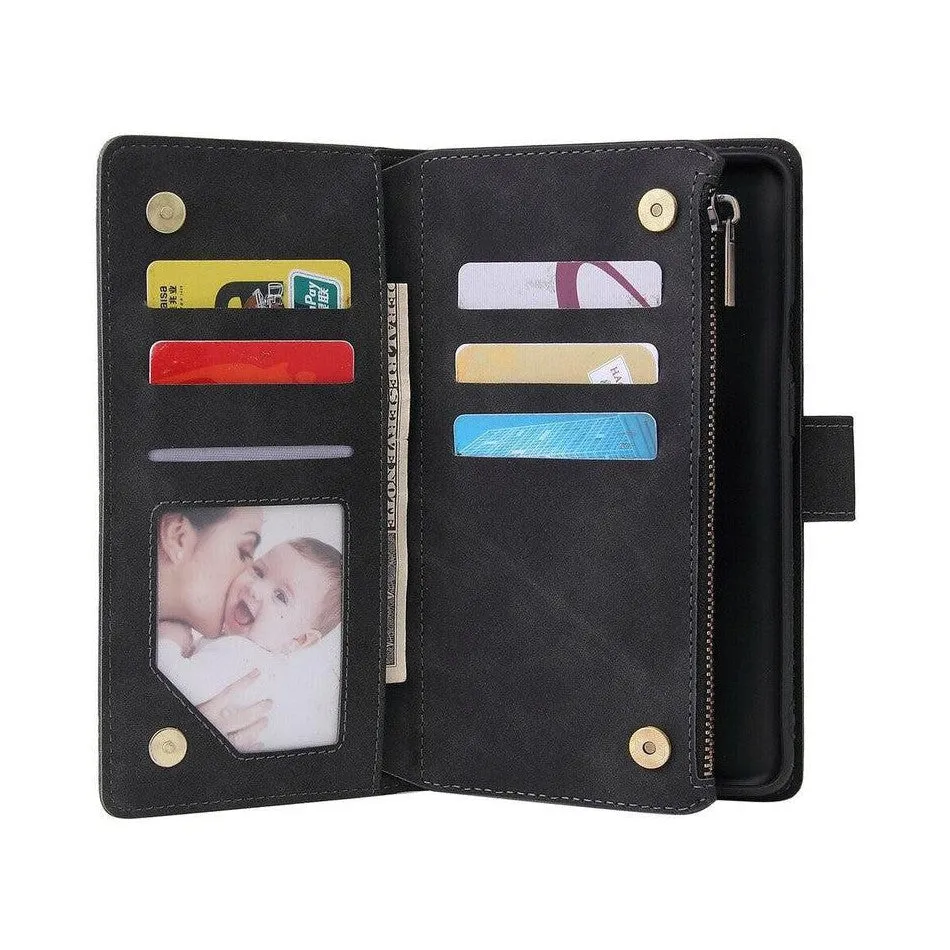 Zipper Wallet Mobile Phone Case for Google Pixel 4XL with Strap - Black