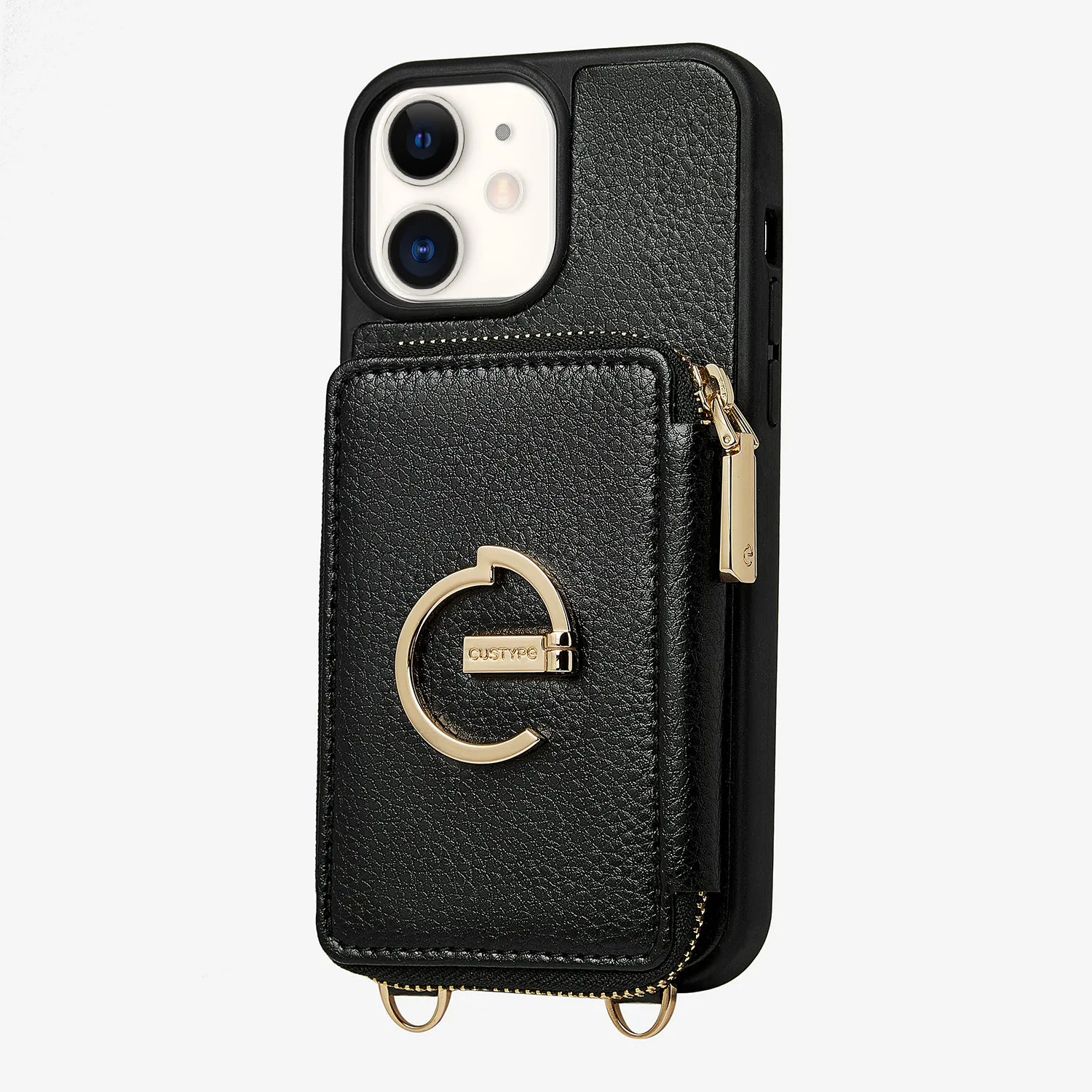 ZipPouch- E-stand Wallet Phone Case- Lychee Leather