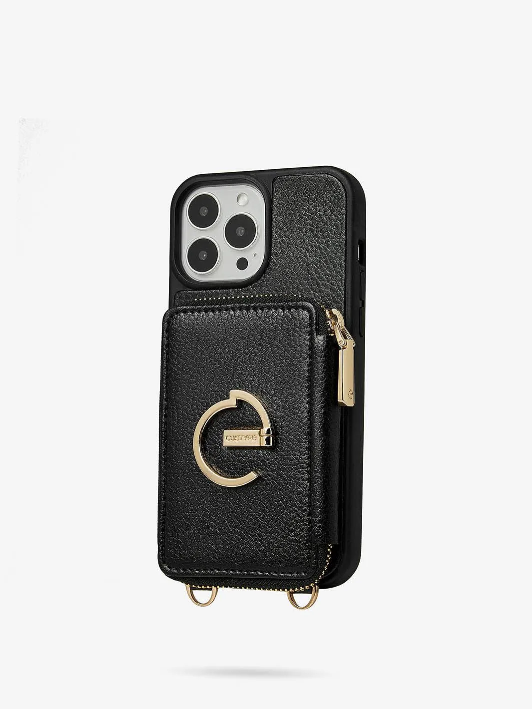 ZipPouch- E-stand Wallet Phone Case- Lychee Leather