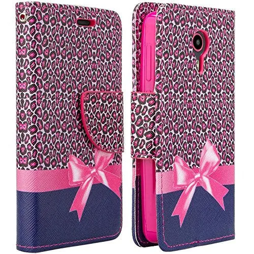 ZTE Ultra Case | ZTE Quest | ZTE Uhura Case, Wrist Strap Magnetic Flip Fold[Kickstand] Pu Leather Wallet Case with ID & Credit Card Slots for ZTE Ultra/Quest/Uhura - Cheetah Prints