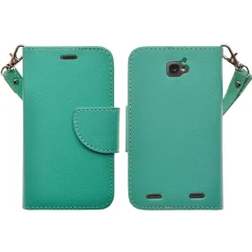 ZTE Zephyr Case, Wrist Strap Magnetic Fold[Kickstand] Pu Leather Wallet Case with ID & Credit Card Slots for ZTE Zephyr - Teal