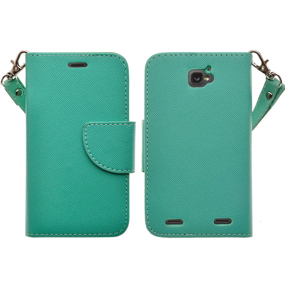 ZTE Zephyr Case, Wrist Strap Magnetic Fold[Kickstand] Pu Leather Wallet Case with ID & Credit Card Slots for ZTE Zephyr - Teal